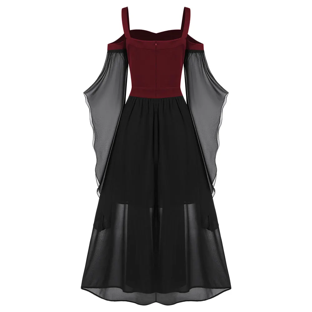 Rosegal 5XL платье макси большого размера плюс с открытыми плечами и рукавом-бабочкой, кружевное платье на Хэллоуин, готические вечерние женские винтажные платья