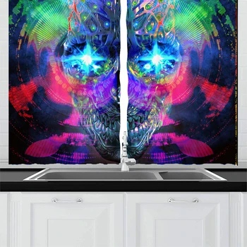

Skull Terror Curtains Blackout Curtains Room Comfortable Curtain Cartoon Curtains Gray Bathroom Curtains Kitchen Curtains