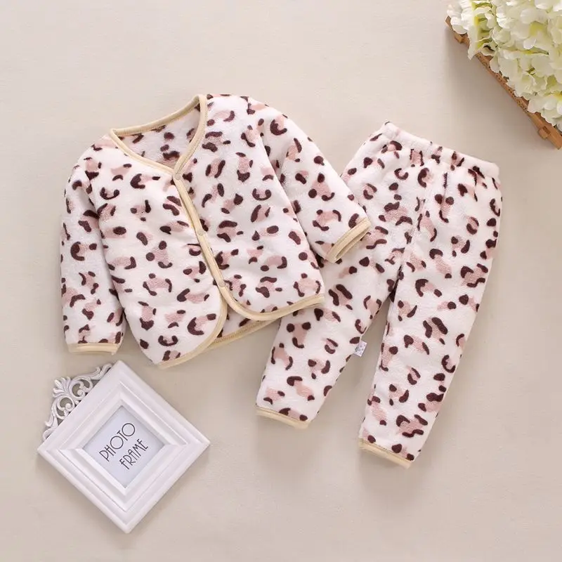 Winter Children Clothes Sets New Toddler Boys Warm Clothes Baby Girls Kids Fashion Cotton Thick Tops+Pants Pajamas Suit Outfits