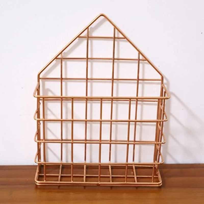 Stainless Steel Rose Gold Household Storage Baskets Makeup Jewelry Stationery Office Desktop Organizer European Storage Rack