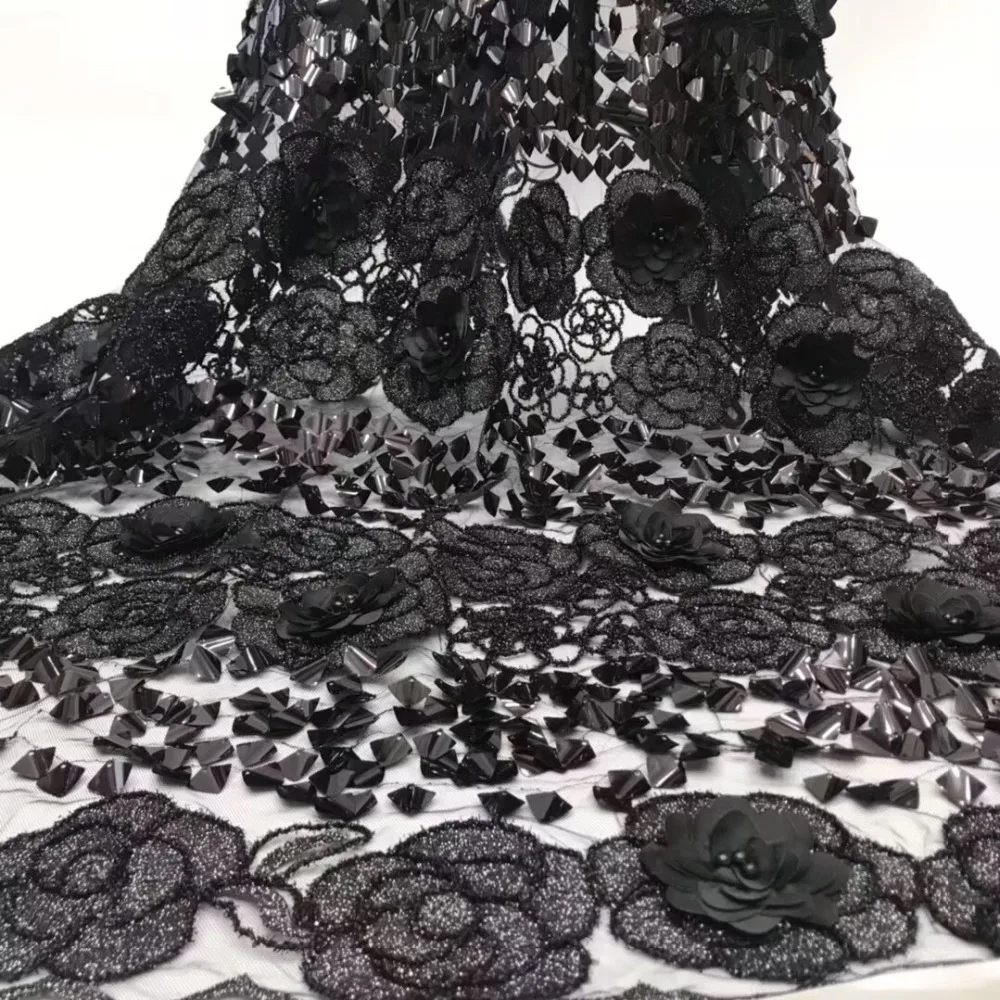

Fashion Nigerian Wedding Lace Materials 3D Lace Fabric High Quality 2019 African Lace Fabric On Sale Beads Lace Fabric