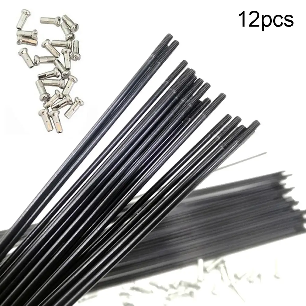 12Pcs 260-296mm Stainless Steel Bicycle Spokes Bike MTB Wheel Radius knitting Needle Parts Electric Copper Nipple | - Цена: 215,75 руб.