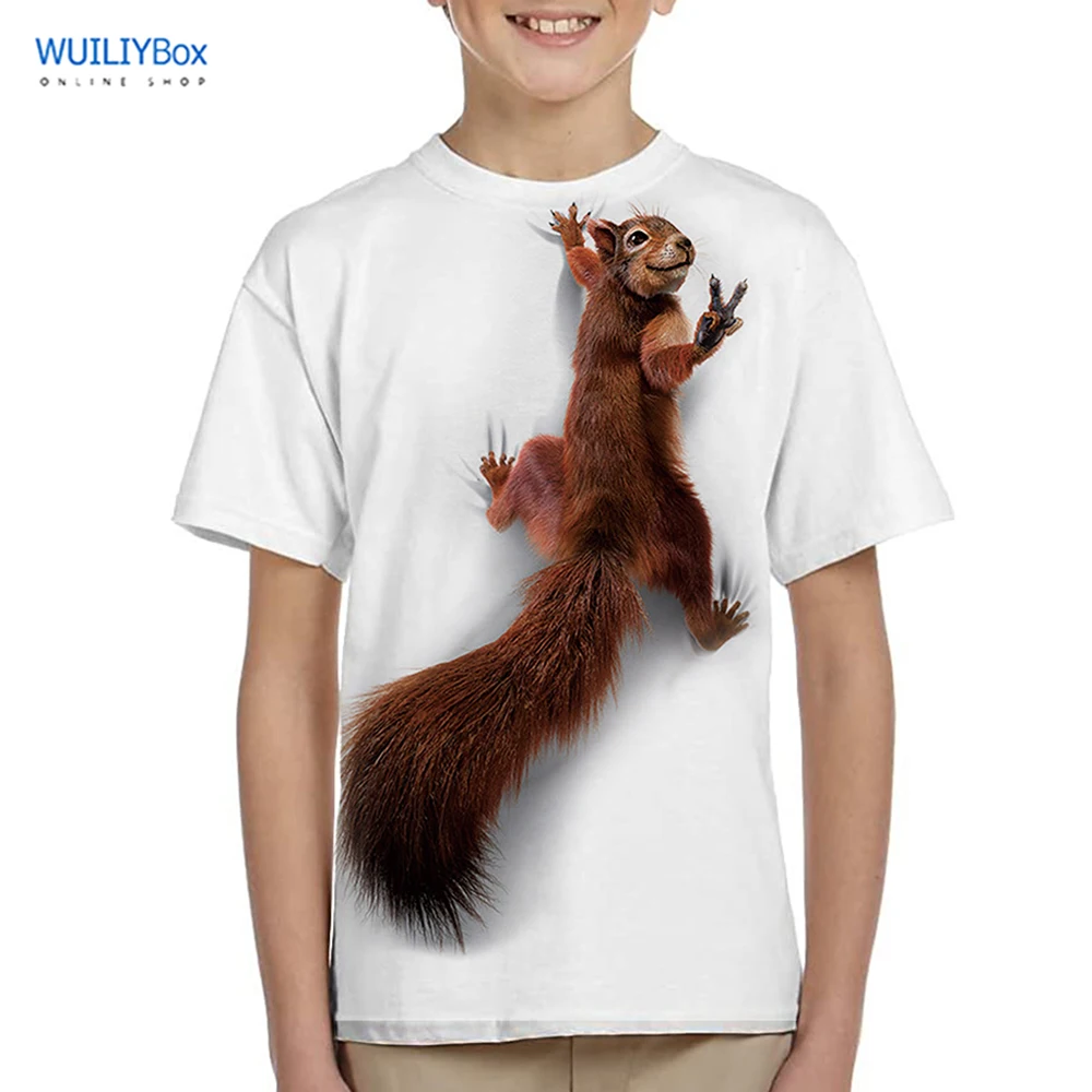 

Children's Squirrel T Shirt Animal T-shirt Kids 3D Print Top Boys Lovely Tee Kids Streetwear Girls Clothing Cute Pet Tops