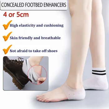 

1 Pair Concealed Universal Footbed Enhancers Invisibles Height Increase Insoles Silicone Foot Lift Pads Dress In Socks Tool