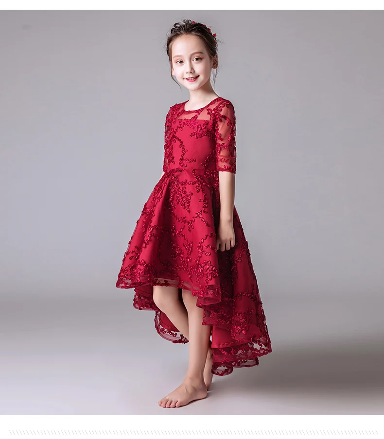 Детское платье; платье принцессы для девочек; Пышное трикотажное платье для подиума; маленький цветок; фортепиано костюм для выступлений; сезон осень