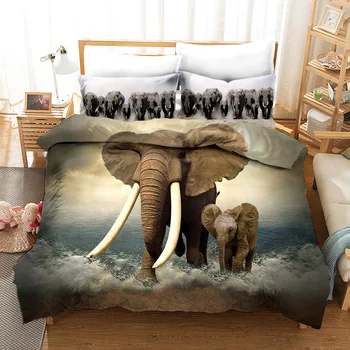 

3D Animal Elephant Print Bedding Set Duvet Covers Pillowcases One Piece Comforter Bedding Sets Bedclothes Bed Linen 06