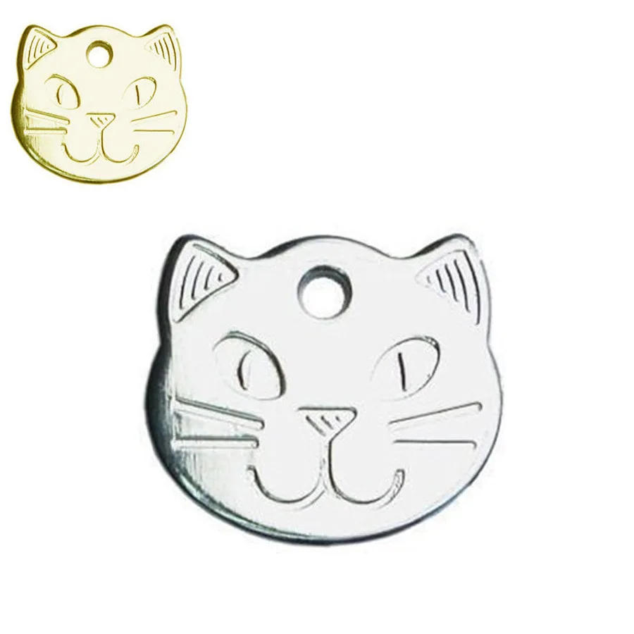 Personalized Cat Name Tag Customized Metal Kitten Shaped Anti-lost Dog Tag For Cat Collar Cute Pet Dog ID Tags Free Engraving 2
