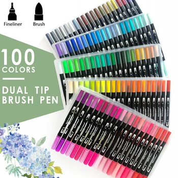 

Dual Brush Art set copic Markers Pen Tip Great for Adult Coloring Books Calligraphy Lettering Supplies stabilo manga colores