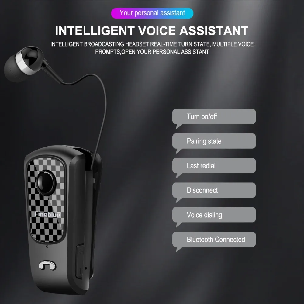 Fineblue F PLUS мини беспроводной клип на Bluetooth V4.0 гарнитура головной телефон Hands-free с микрофоном Вибрация оповещения карбоновый дизайн