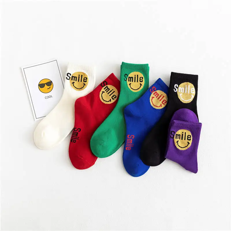 KingDeng Womens Winter Cotton Designer Smile Socks Heart Harajuku Sheer Aesthetic Kawaii Socks Stitch Korean Style e Girl
