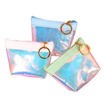 

Holographic Coin Purse Bag Transparent Laser Jelly Key Coin Cute Wallet Change Bag