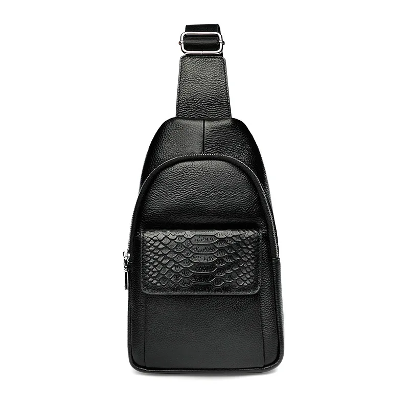 

2019 New Style Men Chest Pack Korean-style Style Full-grain Leather Men's Bag Shoulder Bag