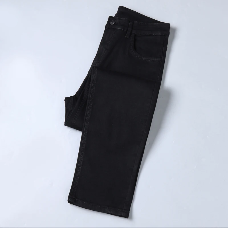 2023 Summer New Men's Black Straight Thin Jeans Advanced Stretch Loose Business Casual Trousers Male Brand Pants Plus Size 42 44 4