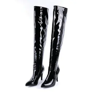 

2020 super high-heeled women's party boots over the knee paint leather boots warm boots fashion boots