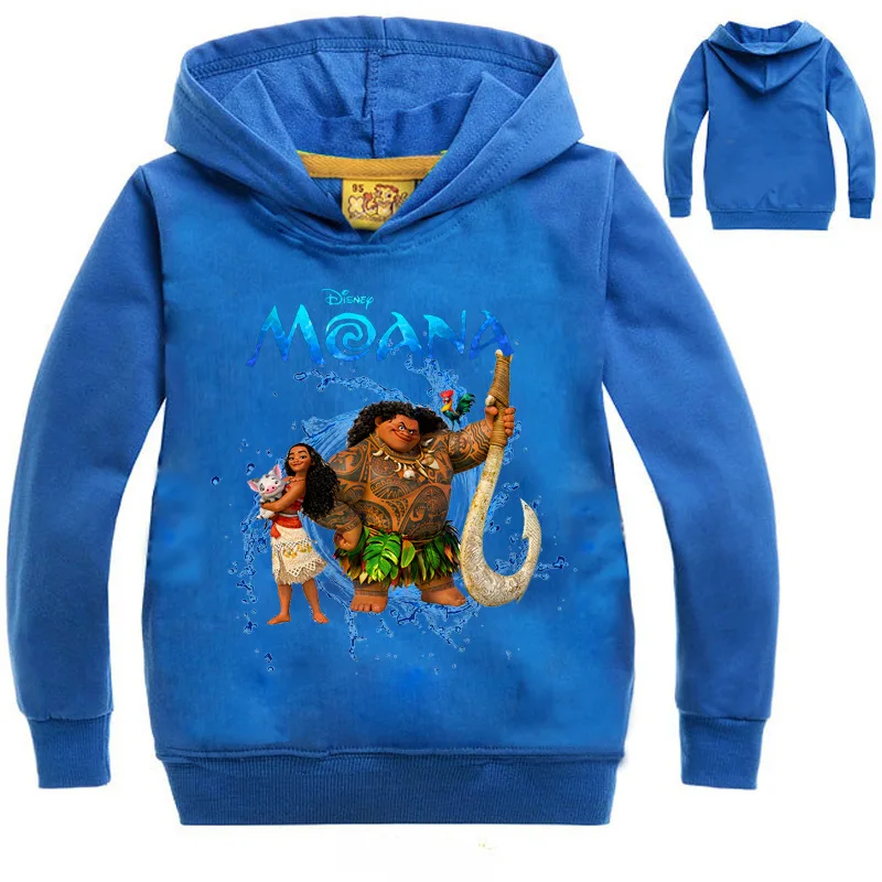 Moana/повседневные толстовки для мальчиков и девочек; сезон весна-осень; хлопковые короткие детские толстовки; детская одежда; свитер с длинными рукавами - Цвет: Синий