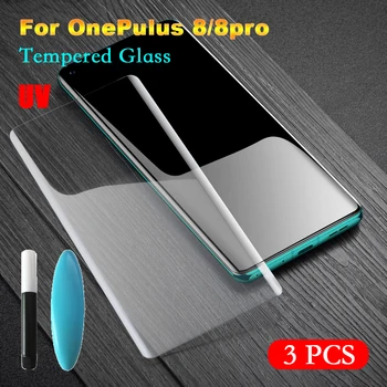 Arvin vidrio templado UV para OnePlus 8 Pro Protector de pantalla para OnePlus 8 8Pro película de pantalla de cobertura de superficie completa