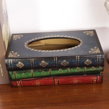

Retro Tissue Paper Holder Cover, Pumping Napkin Box Holder Case, Facial Tissues Dispenser Book Shaped Tabletop