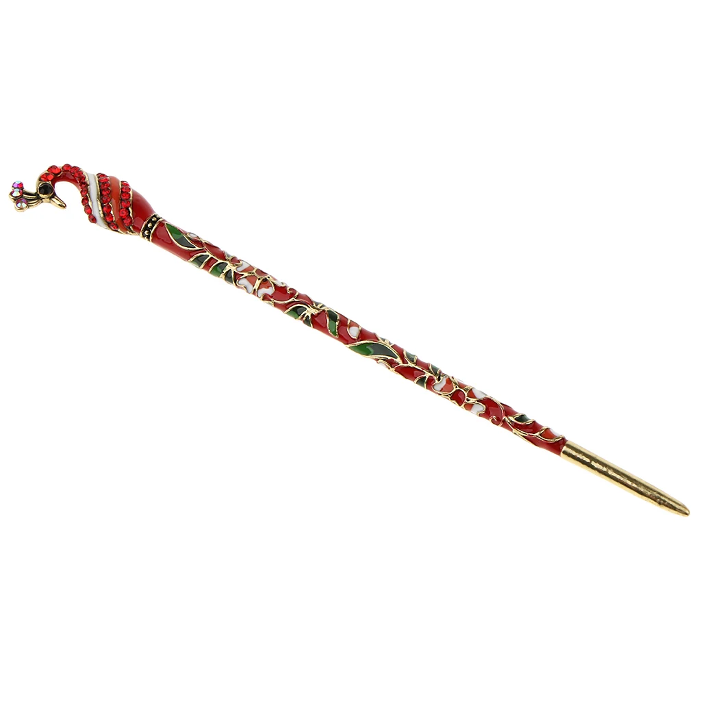 Украшение для волос, китайские традиционные стильные палочки для волос, шаль, шпильки, вилки для женщин, аксессуары для изготовления волос - Color: Red