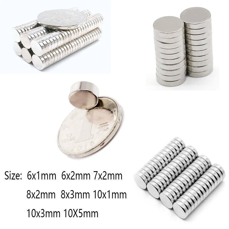 

50/100PCS 6X1 6X2 7X2 8X2 8X3 10X1 10X3 10X5mm Disc Rare Earth Magnet Small Round NdFeB Magnet Strong Powerful Magnetic Magnets