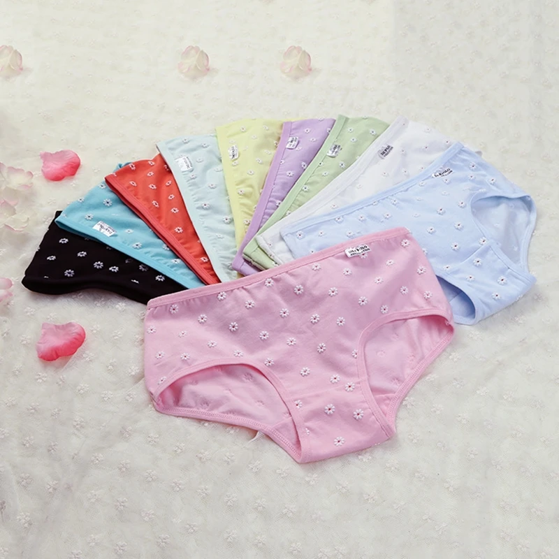 random color 12pcs 12 шт./упак. для девочек, нижнее бельё для девочек хлопковые трусы для детей, удобные и дышащие трусы, трусики для детей с цветочным принтом, нижнее белье для девочек - Цвет: random color 12pcs