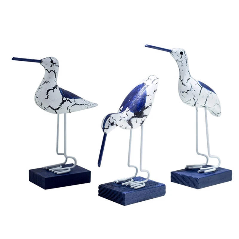 

2024 New Romantic Wooden Seabirds Ornaments for Creative Sea Bird Sculpture Home Interior Decor Mediterranean Wedding Decoration