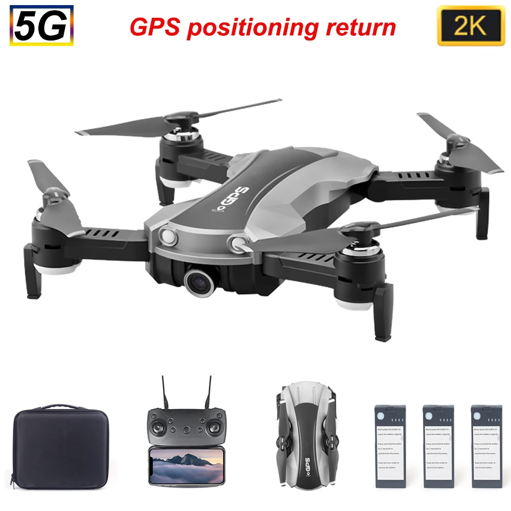 

65G GPS RC Drone with Camera 2K 5G Wifi FPV Follow Me Altitude Hold Foldable Drone Quadcopter RC Helicopter with Three Batteries