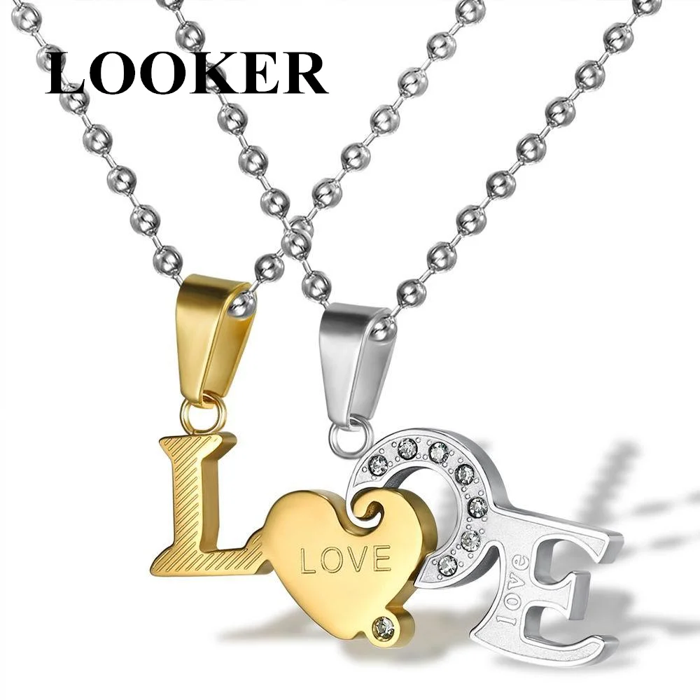 LOOKER цепочка из нержавеющей стали Мужская подвеска ожерелье с надписью Love для