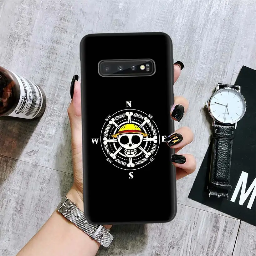 Japanese anime one piece luffy Black Cover Phone Case for Samsung Galaxy S10 Plus Lite Note 4