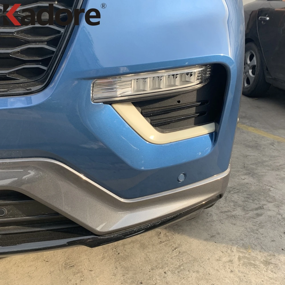 For Ford Explorer 2020 2021 ABS Carbon Fiber Front Fog Light Lamp Eyebrow Eyelid Trim Foglight Eyelids Accessories Reflector | Автомобили