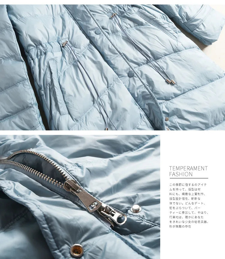 High Quality White Duck Down Coat Fashion Natural Fox Fur collar Hooded Long Down coat Warm Parkas Winter Down jacket women