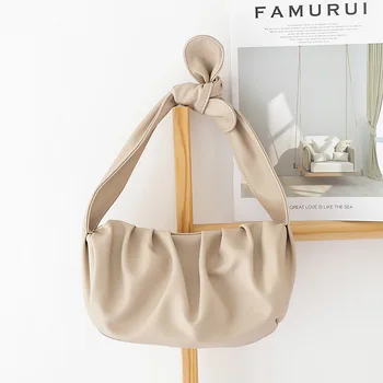 

New 2020 PU Leather Pouch Handbag Women Soft High Quality Fashion Luxury Designer Clutch Bag Lady Cloud Shoulder Messenger Bags