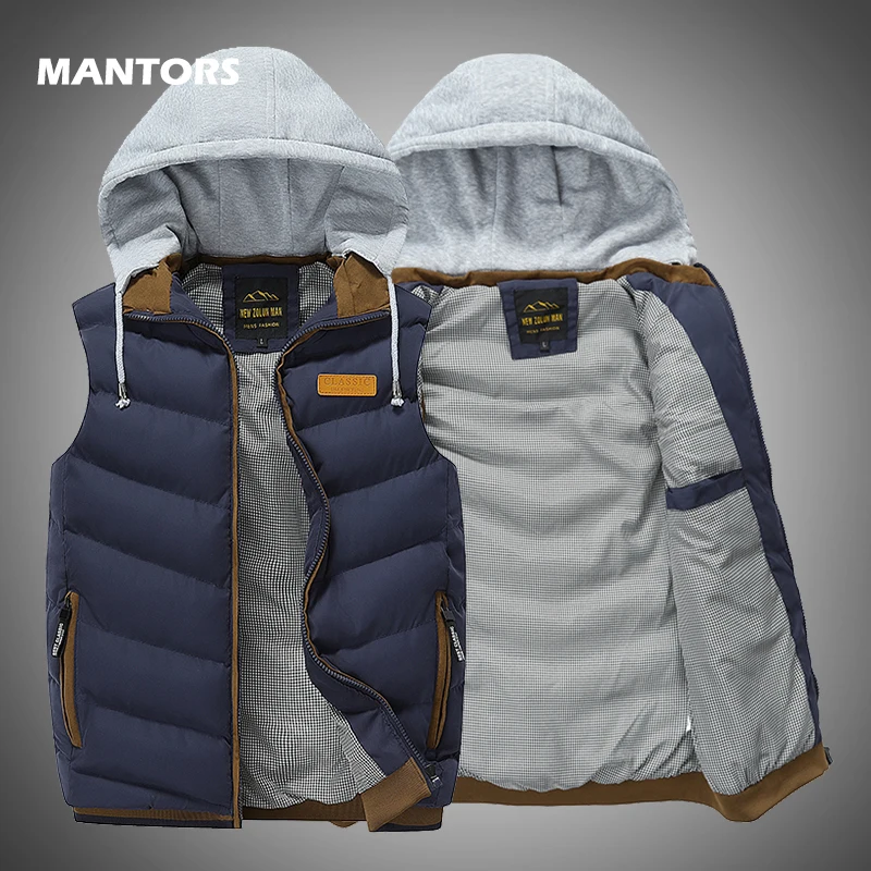 

2019 Men Vest Jackets Autumn Winter Warm Waistcoat Casual Hooded Sleeveless Vest Coats Fashion men's thick parkas waistcoats