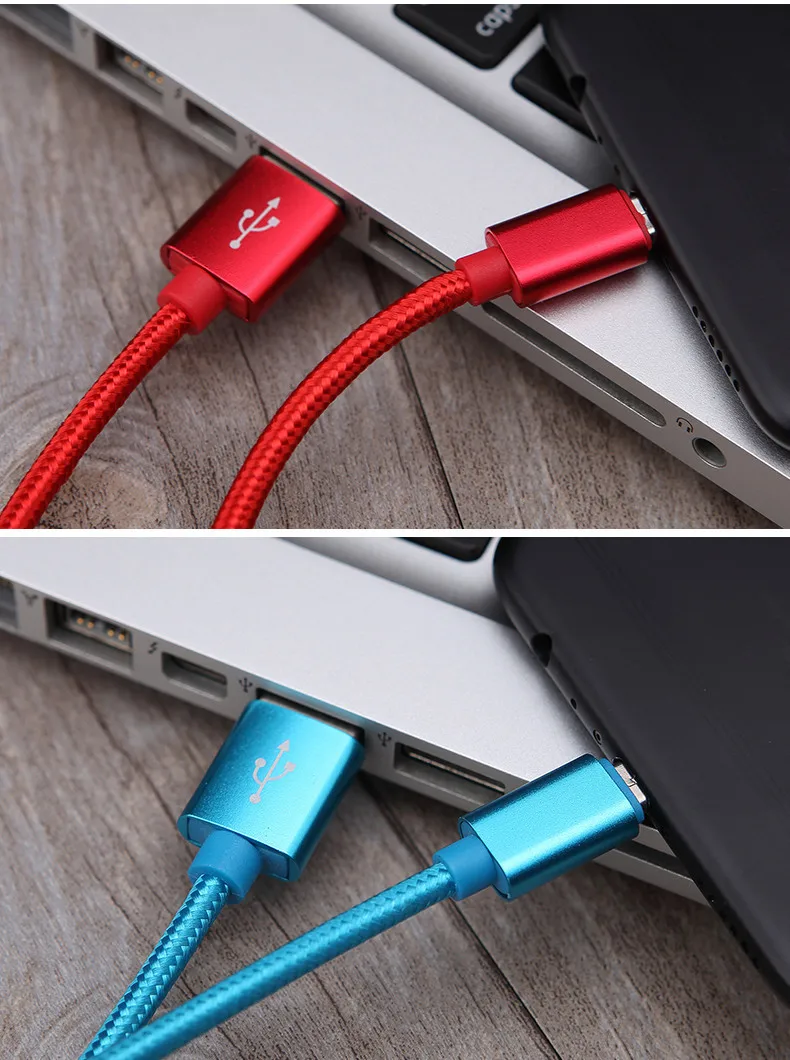 1PC Mobile Phone Data Cable 1M/2M/3M 6 Colors Data Lines For Apple Android Type-c