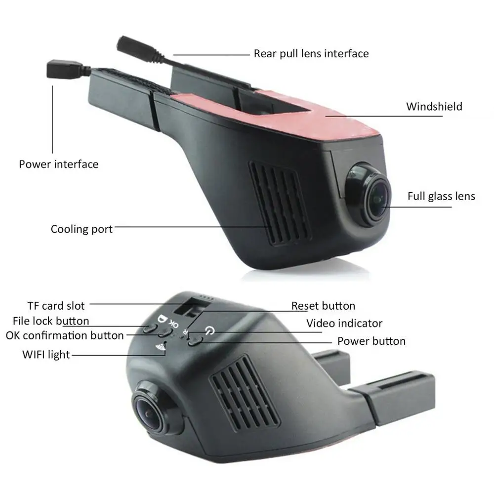 New V42 Car Camera 1080P WIFI DVR Dash-Cam Video Recorder Camcorder Night Vision Recorder Video Recording Dash Camera