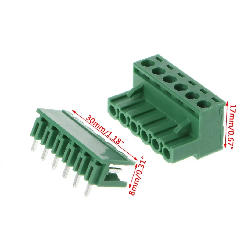 10 пар в комплекте; Клеммник 5,08 мм шаг 3/4/5/6/7/8 Pin правый угол 300V 10A Y1QB