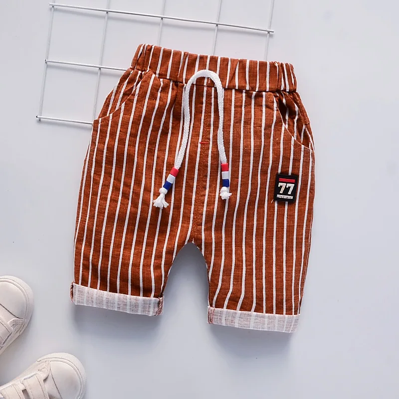Crawler BOY'S Thin Pants Summer New Style 1-4-Year-Old Male Baby Cotton Linen Stripes Shorts Bermuda Shorts