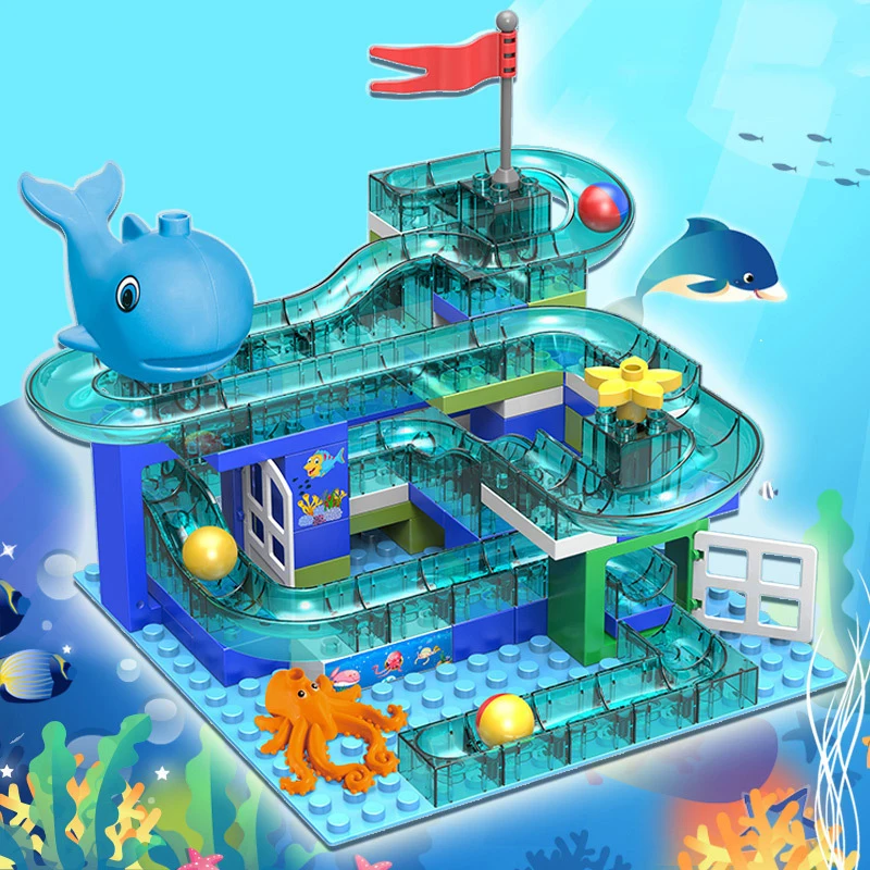 

Duplo Series Crystal Slide Marine Mobilization 101pcs Big Size Building Blocks Toys For Children Duplos Sets