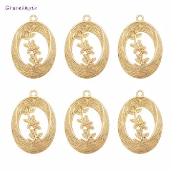 

GraceAngie 9pcs Alloy Oval Branch Charms Necklace Pendants Gold Color Bracelet Jewelry Handmade Accessory 31*21mm