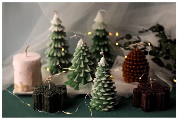 Силиконовые Рождественские сосновые свечи, формы для мыла, формы для выпечки, формы для DIY, рождественская свеча, изготовление мыла, выпечка