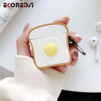 

EKONEDA Cute Cartoon Egg Bread Case For Airpods 1/2 Case Silicone Soft Protective Cover For Airpods Pro 3