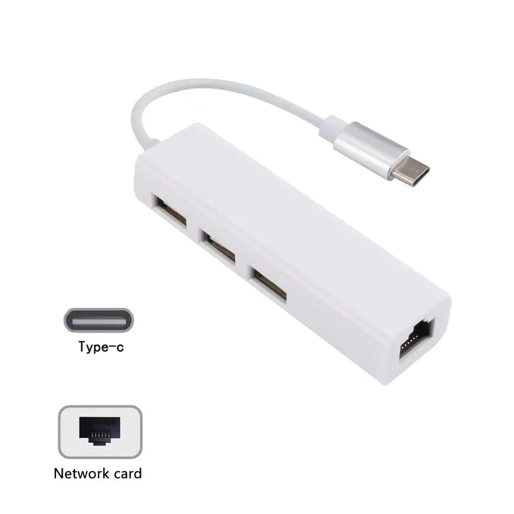 

Type-C To RJ45 Ethernet Lan Network Card Type C LAN Network Adapter USB 3.1 With 3 Port USB 2.0 HUB