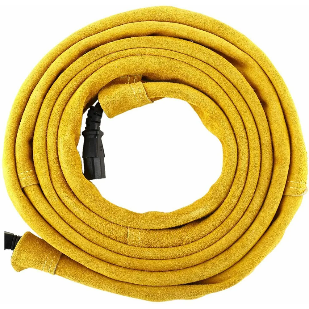 3.5m Yellow Leather TIG Welding Torch Cable Cover Stitched MIG/Plasma Cutting Torch Cable Protective Sleeves 2