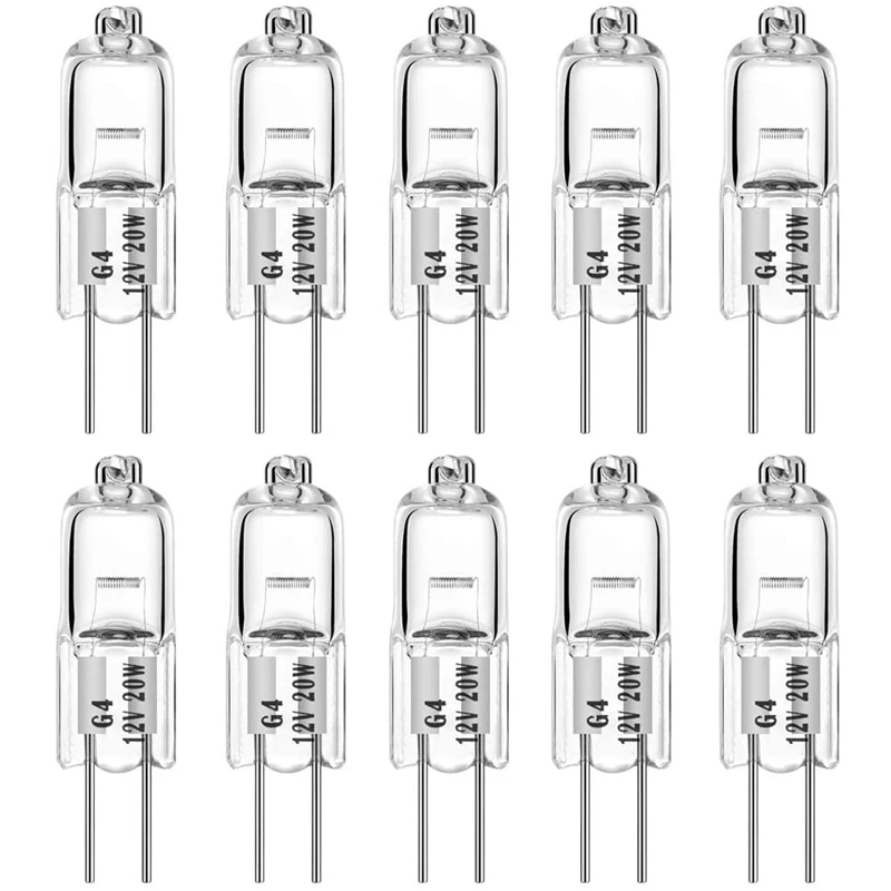 

High Quality 10PCS Super Bright G4 Halogen Light Bulb 20w Halogen G4 12V Warm White Indoor Clear Halogen G4 Halogen Lamps