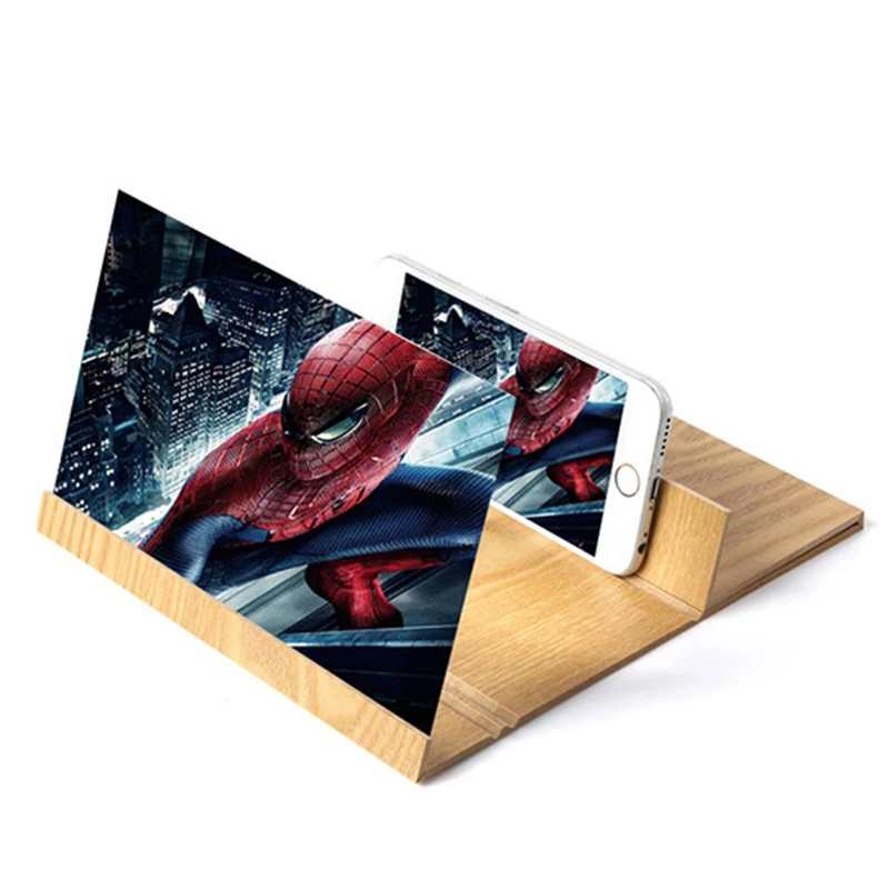 

Creative 12 Inch Desktop Folding Wood Bracket Mobile Phone Screen Magnifier 3D HD Video Amplifier Smartphone Holder Stand