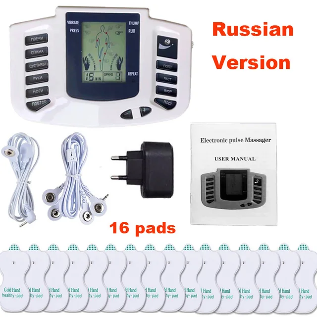 Russian Version Electronic Body Slimming Pulse Massage for Muscle Relax Pain Relief Stimulator Tens Acupuncture Therapy Mach 2