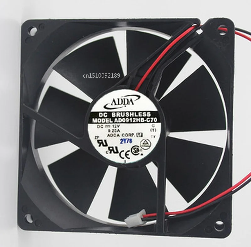 90*20 мм AD0912HB-C70 12V 0.25A 2 провода 9 см чехол вентилятор осевой кулер