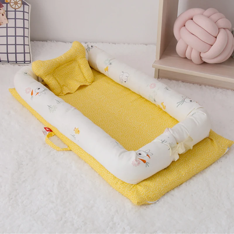 Crib Sleeping Bumpers baby Portable Crib baby sleep cotton Cot protection pad cartoon Printing kids bed