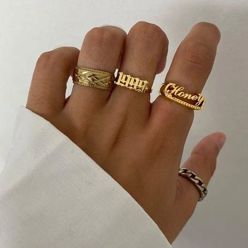 Anillos góticos de acero inoxidable sortija de Color dorado, joyería masculina, regalo de cumpleaños, 2022|Anillos| - AliExpress