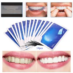 28 шт./14 пара 3D белые полоски Отбеливающие гели для зубов Зубы отбеливающий для полости рта гигиенический уход с двойными эластичными зубов