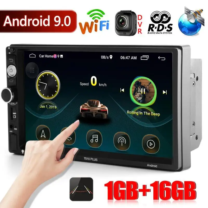 VODOOL SWM 7010 PLUS, 7 дюймов, Android 9,0, автомобильный MP5 плеер, WiFi, gps навигация, USB, AUX, Bluetooth, 4,1, FM AM, RDS, радиоприемник, головка Uni